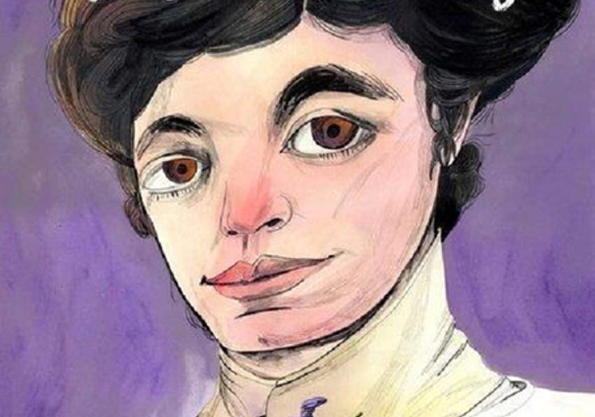 Poster detail. Caricature of Maria Lejarraga